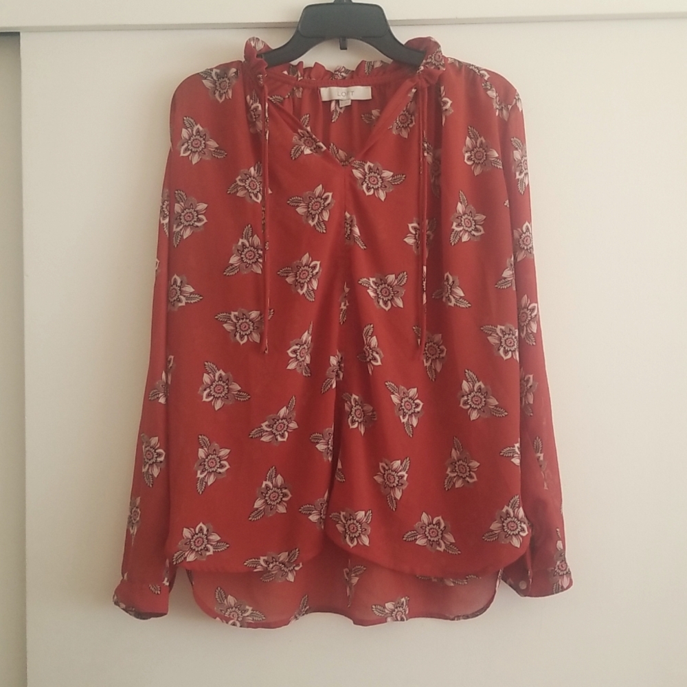 Loft Semi Sheer Fall Blouse
